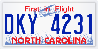 NC license plate DKY4231