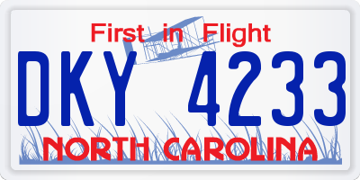 NC license plate DKY4233
