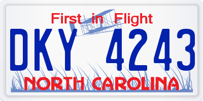 NC license plate DKY4243