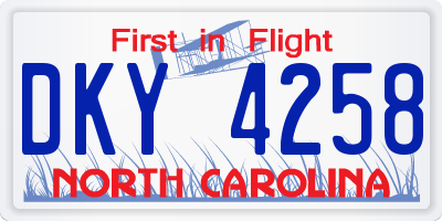 NC license plate DKY4258