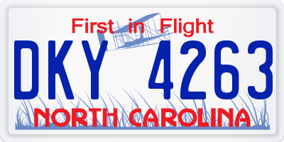 NC license plate DKY4263