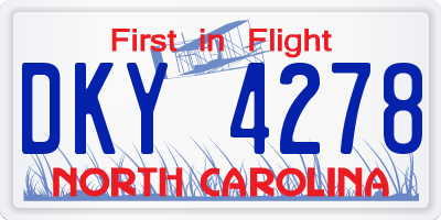 NC license plate DKY4278