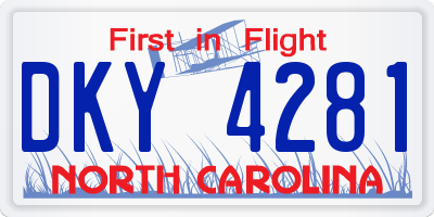 NC license plate DKY4281