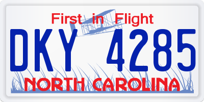 NC license plate DKY4285