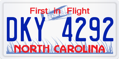 NC license plate DKY4292