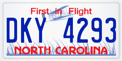 NC license plate DKY4293