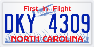 NC license plate DKY4309