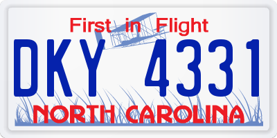 NC license plate DKY4331