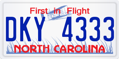 NC license plate DKY4333