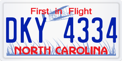 NC license plate DKY4334