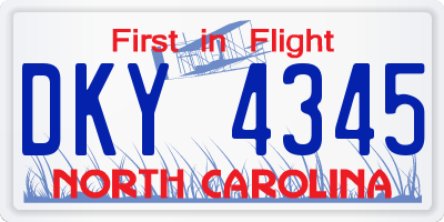 NC license plate DKY4345