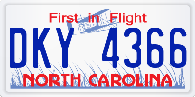 NC license plate DKY4366