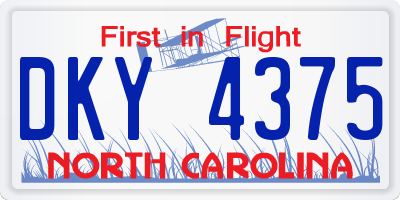 NC license plate DKY4375