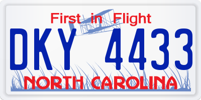 NC license plate DKY4433