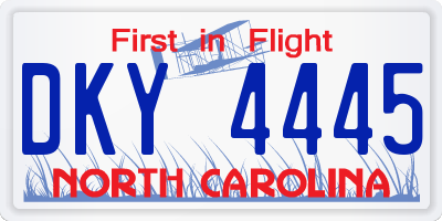 NC license plate DKY4445