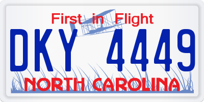 NC license plate DKY4449