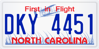 NC license plate DKY4451