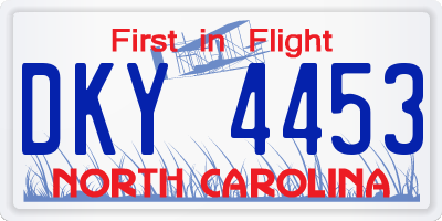 NC license plate DKY4453