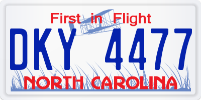 NC license plate DKY4477