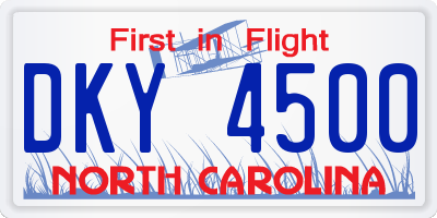 NC license plate DKY4500
