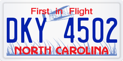 NC license plate DKY4502