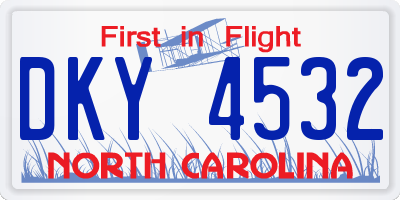 NC license plate DKY4532
