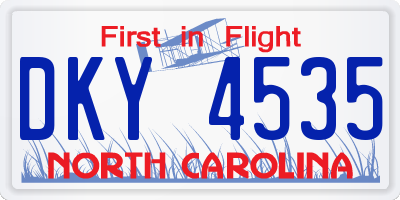 NC license plate DKY4535