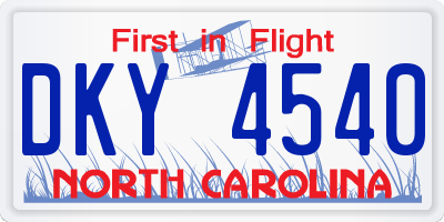 NC license plate DKY4540