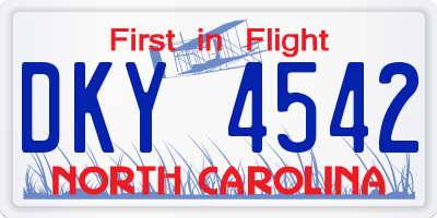 NC license plate DKY4542
