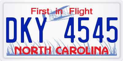 NC license plate DKY4545