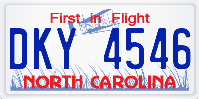 NC license plate DKY4546