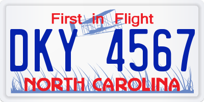 NC license plate DKY4567