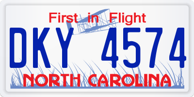 NC license plate DKY4574