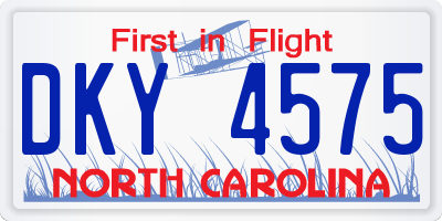 NC license plate DKY4575