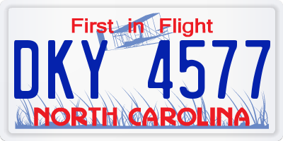 NC license plate DKY4577