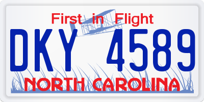 NC license plate DKY4589