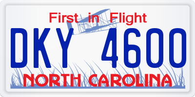 NC license plate DKY4600