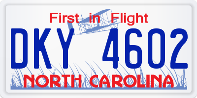 NC license plate DKY4602