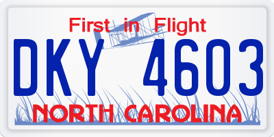 NC license plate DKY4603
