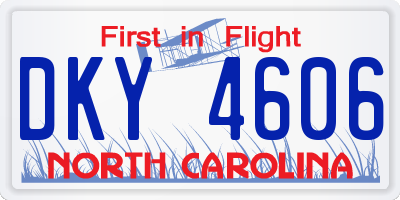 NC license plate DKY4606