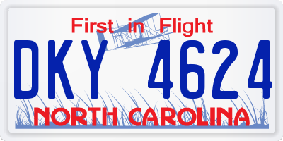 NC license plate DKY4624