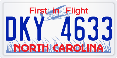 NC license plate DKY4633