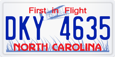 NC license plate DKY4635