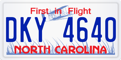 NC license plate DKY4640