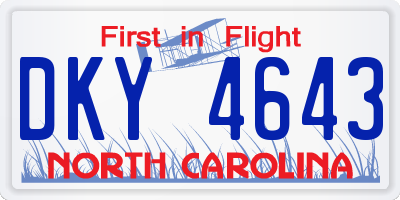 NC license plate DKY4643