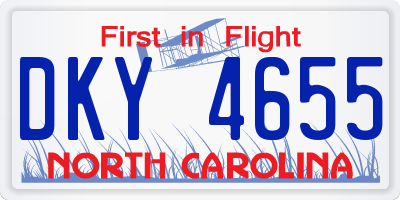 NC license plate DKY4655