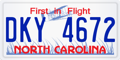 NC license plate DKY4672