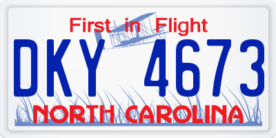 NC license plate DKY4673