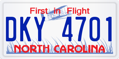 NC license plate DKY4701