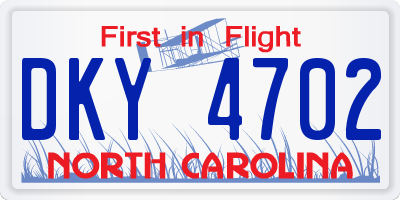 NC license plate DKY4702